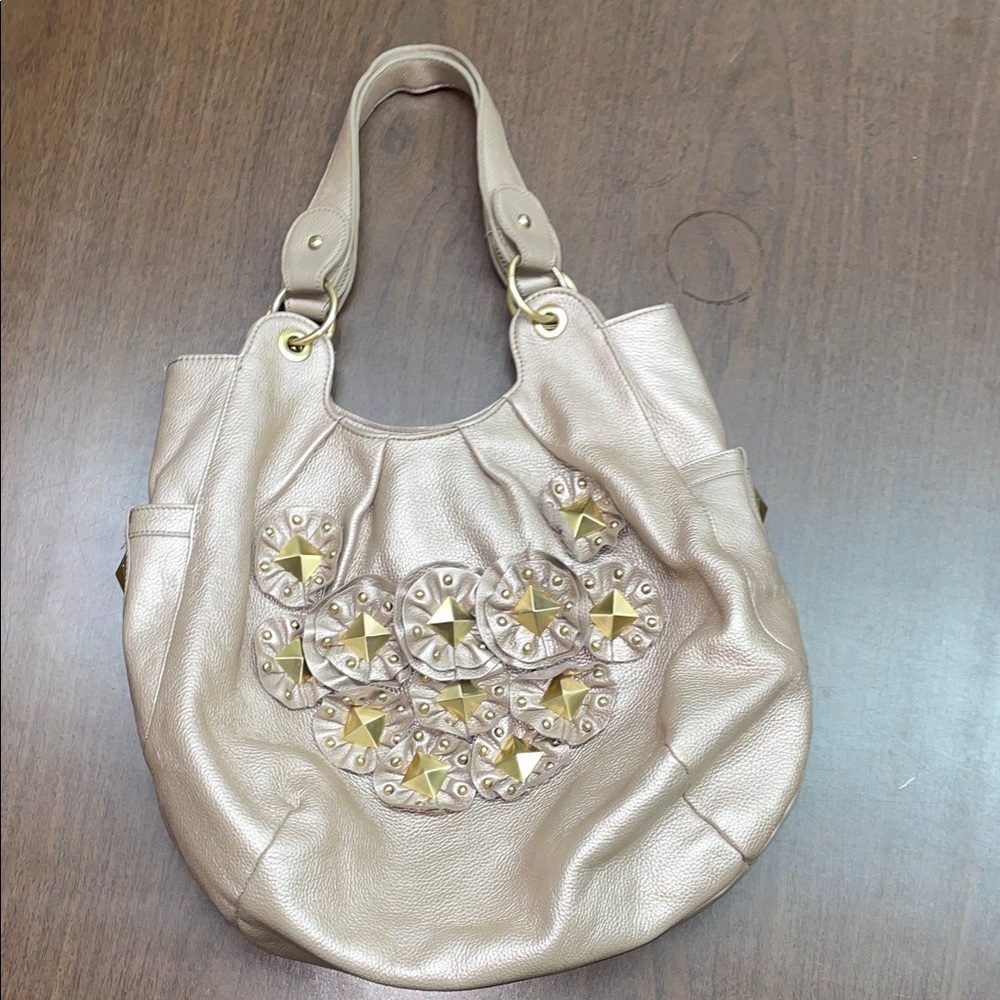 Isabella Fiore Metallic Shoulder Bag with Gold / Pewter Accents